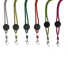 Lanyard tubular em poliéster, com ajustável e fecho de segurança