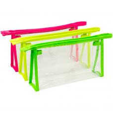 Nécessaire em PVC transparente com detalhes neon