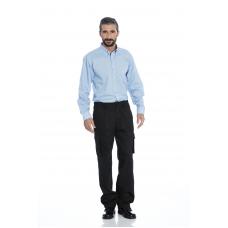Camisa homem em cambraia poliéster-algodão de manga comprida cor