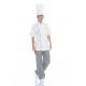 Jaleca cozinheiro em sarja poliéster-algodão de manga curta