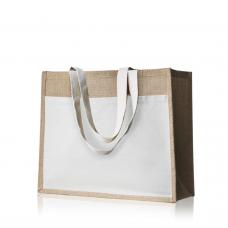 Saco Juta laminado com bolsa frontal em 100 % algodão