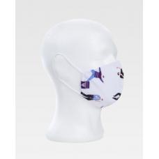 Máscara reutilizável em tecido elástico e estampada