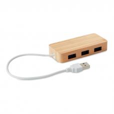 HUB USB em bambu com 3 portas 2.0 - Vina