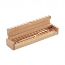 Set de presente com caneta esferográfica em caixa de bambu - ETNA