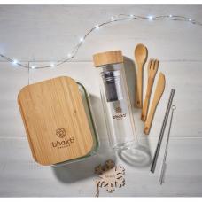 Lancheira em vidro com tampa de bambu e banda de silicone - TUNDRA LUNCH BOX